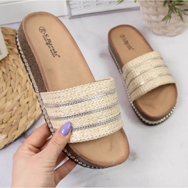 Klapki na platformie beżowe W S.Barski beżowy 1