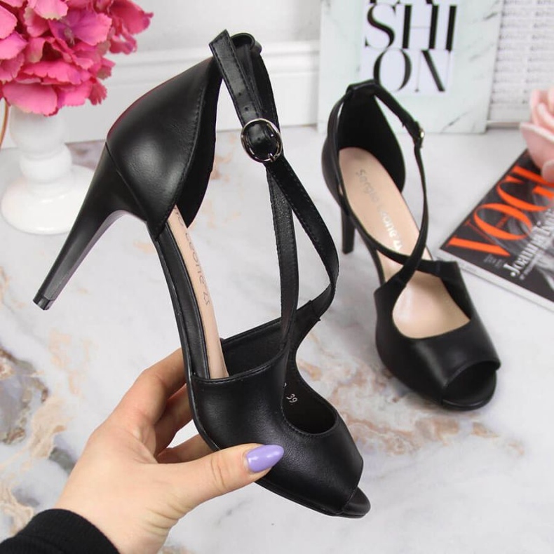 Sandały na szpilce czarne W Sergio Leone 1