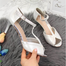 Sandały eleganckie open toe srebrne W Filippo 1