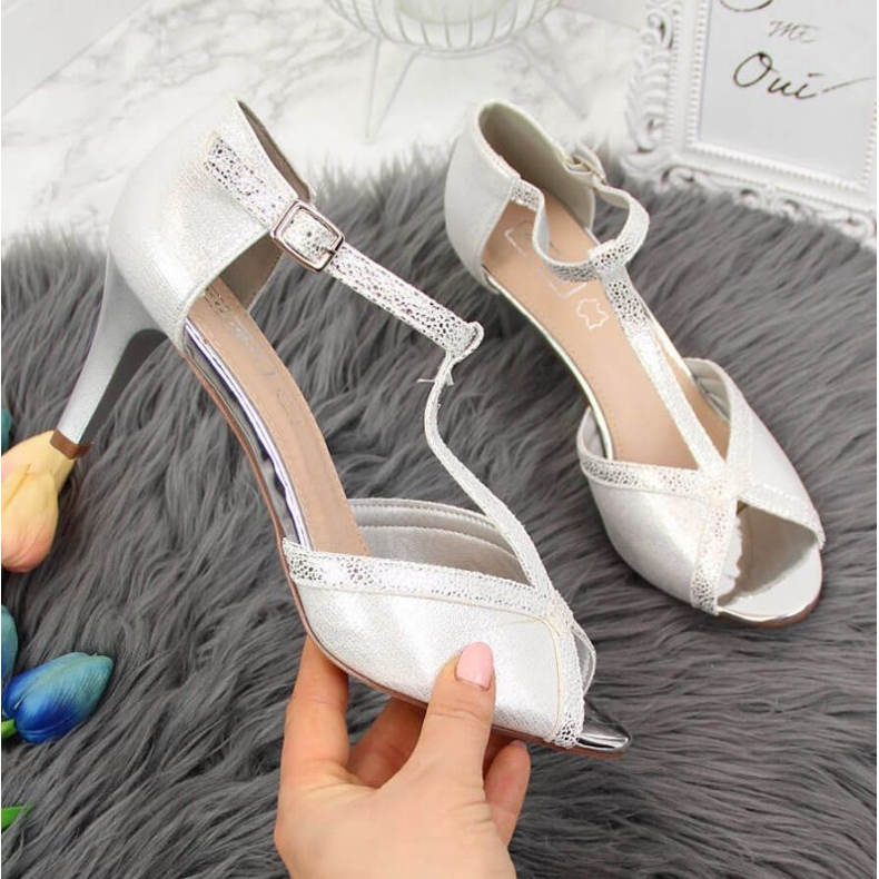 Sandały eleganckie open toe srebrne W Filippo 1