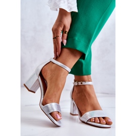 Vinceza Damskie Modne Sandały Na Słupku Srebrne Lucida srebrny 1