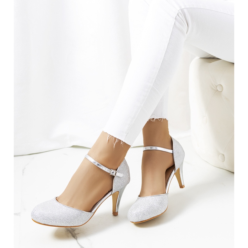 Srebrne błyszczące czółenka Rosetown srebrny 1