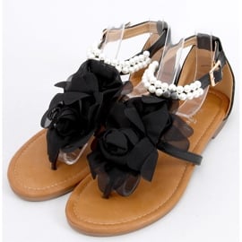 Sandałki z perełkami Debby Black czarne 3