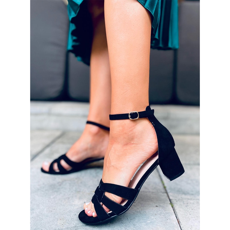 Sandałki na obcasie Avium Black czarne 2