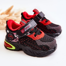 PJ2 Dziecięce Buty Sportowe Na Rzep Czarno-Czerwone Lillo czarne 1