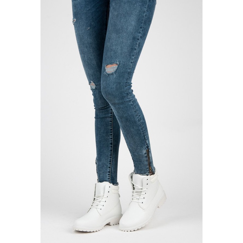 Seastar Botki Damskie Traperki białe 1