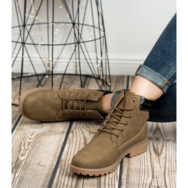 Seastar Botki Damskie Traperki brązowe zielone 1