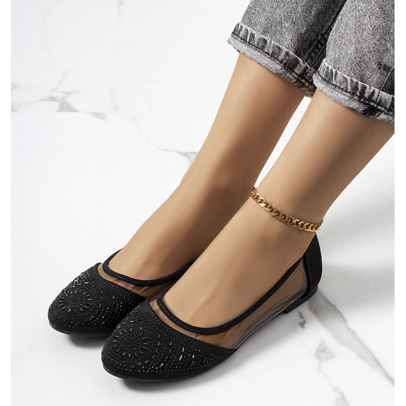 Czarne pół transparentne baleriny Malene 1