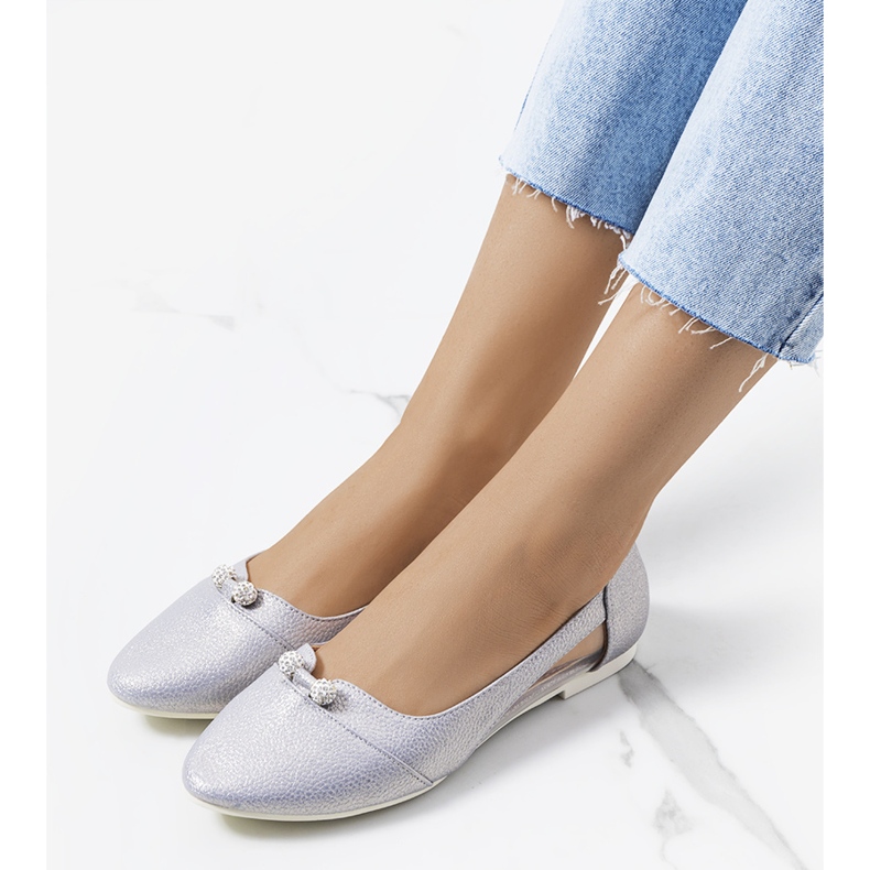 Srebrne pół transparentne baleriny Raglan srebrny 1