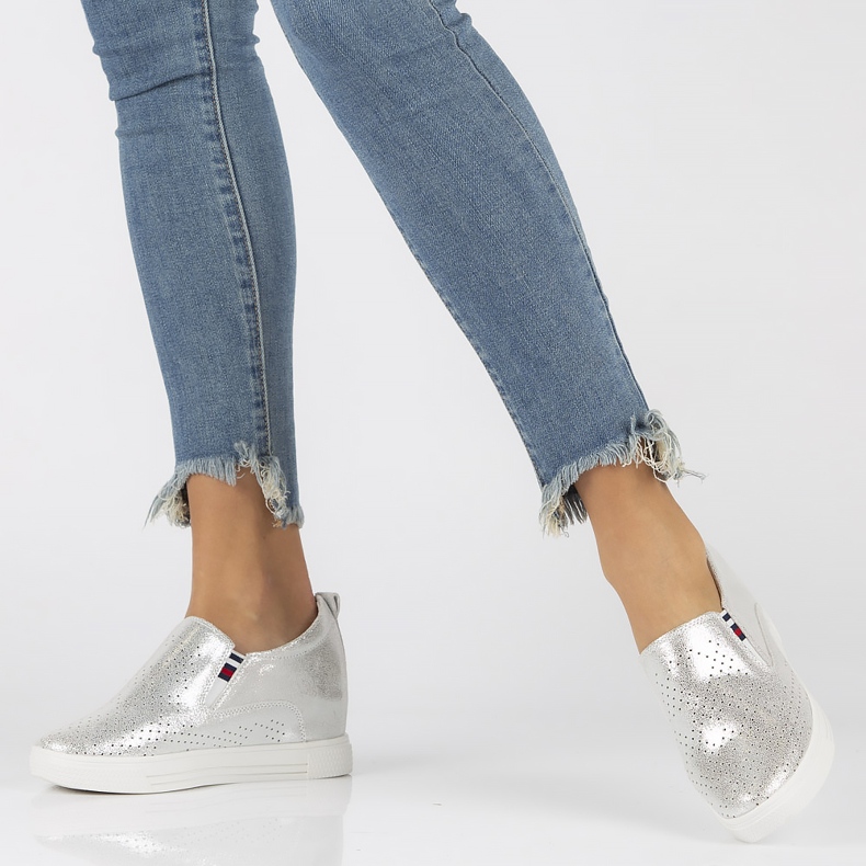 Skórzane półbuty Filippo DP1356/22 Si srebrne srebrny 2