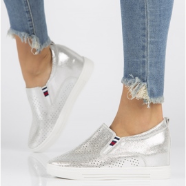 Skórzane półbuty Filippo DP1356/22 Si srebrne srebrny 1