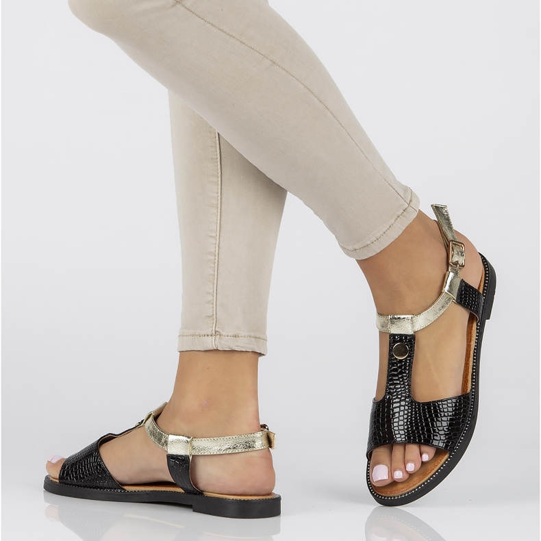 Sandały Filippo DS2099/22 Bk czarne złoty 1