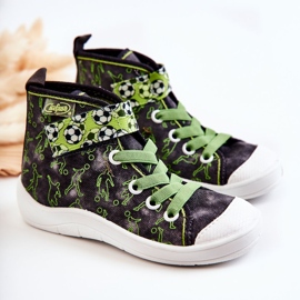 BEFADO S.A. Wysokie Dziecięce Trampki Piłkarz Befado 268X070 Szaro-Zielone 1