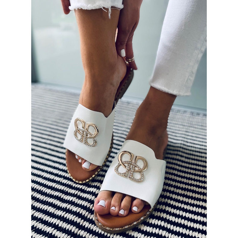 Klapki damskie Inday White białe 2