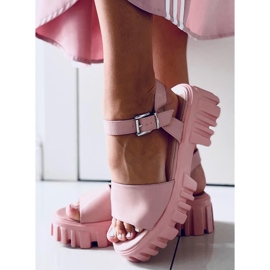 Sandałki na wysokiej podeszwie Dianne Pink różowe 4