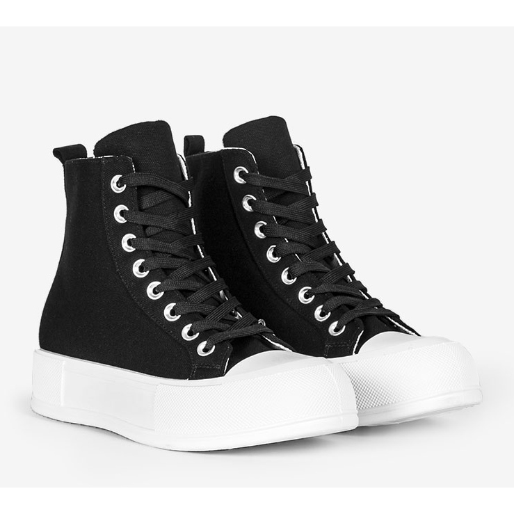 Czarne trampki na wysokiej podeszwie Natasha 1