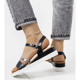 Czarne sandały damskie Cubbine srebrny 1