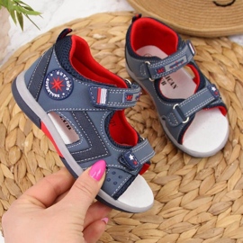 Sandały na rzepy American Club Jr AM825A granatowe 1