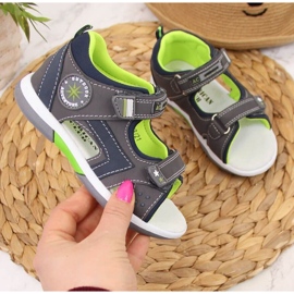 Sandały na rzepy American Club W AM825B szare 1