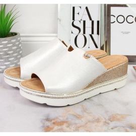 Klapki na koturnie T.Sokolski W SCA167B srebrne białe srebrny 2