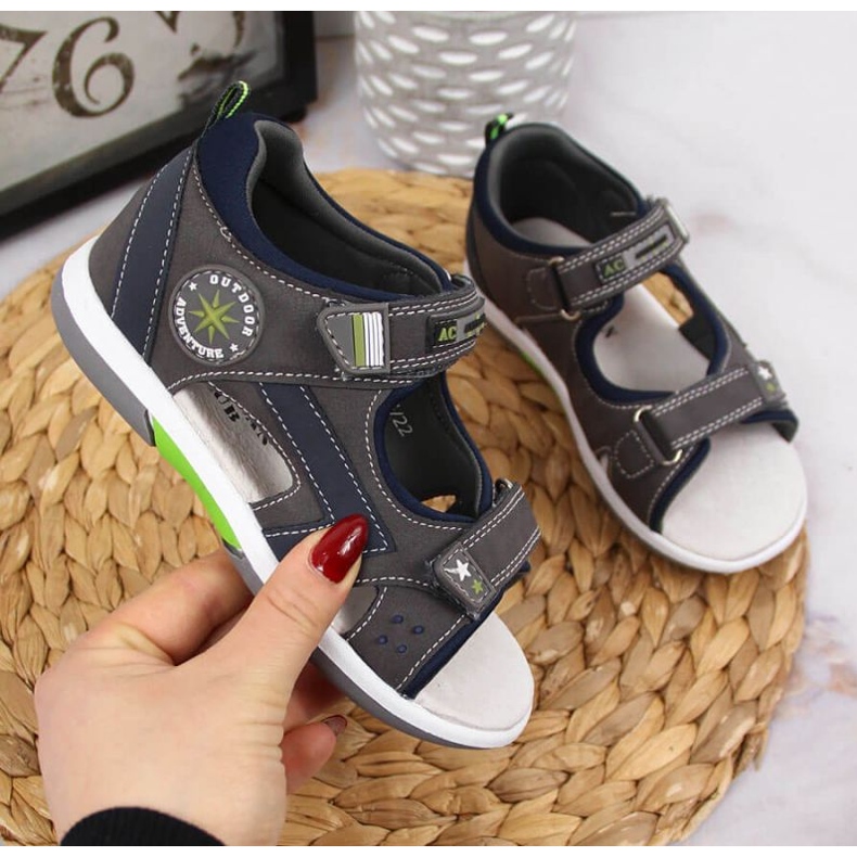 Sandały na rzep American Club Jr AM891A szare 1