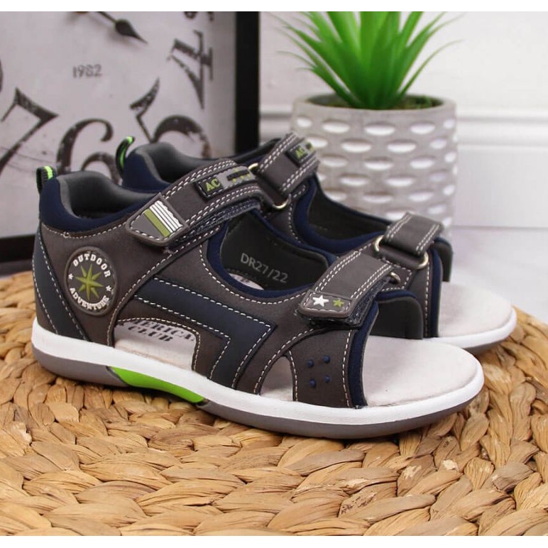 Sandały na rzep American Club Jr AM891A szare 2