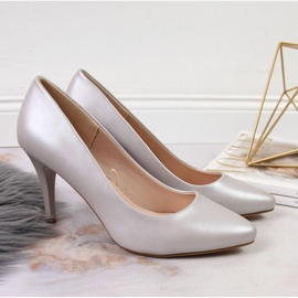 Czółenka na szpilce Sergio Leone W SK150N srebrne 2