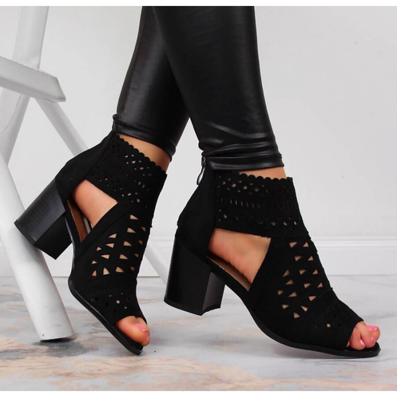 Sandały zabudowane ażurowe T.Sokolski W SCA158 czarne 2