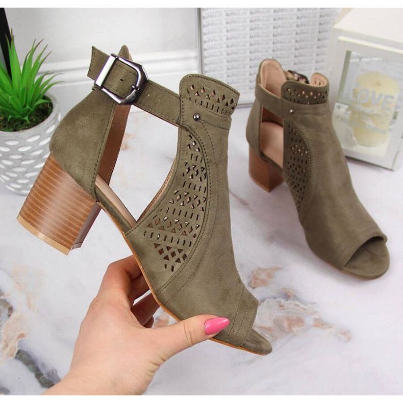 Sandały zabudowane ażurowe T.Sokolski W SCA159B khaki 1