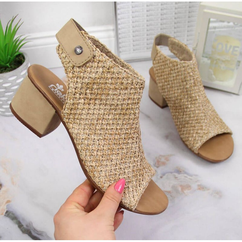 Sandały zabudowane Rieker M RKR538 beżowe beżowy wielokolorowe 1