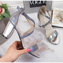 Sandały na słupku Filippo W PAW355A srebrne 1