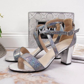 Sandały na słupku Filippo W PAW355A srebrne 2