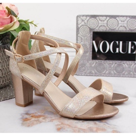 Sandały na słupku Filippo W PAW355B złote złoty 2