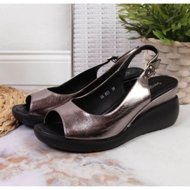 Sandały na koturnie Sergio Leone W SK368B srebrne 2