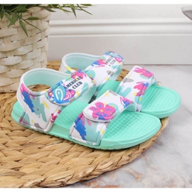 Sandały piankowe na rzep American Club Jr AM882B miętowe niebieskie 2