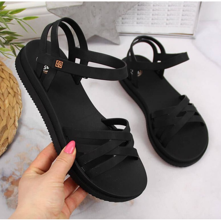 Sandały gumowe na rzep Zaxy W JJ285068 czarne 1