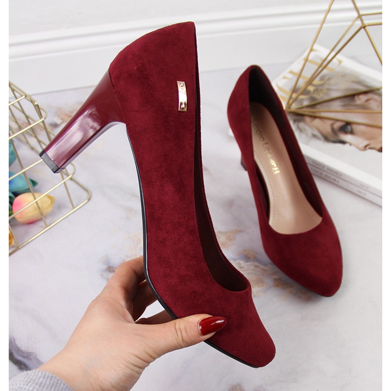 Czółenka zamszowe bordowe Sergio Leone czerwone 1