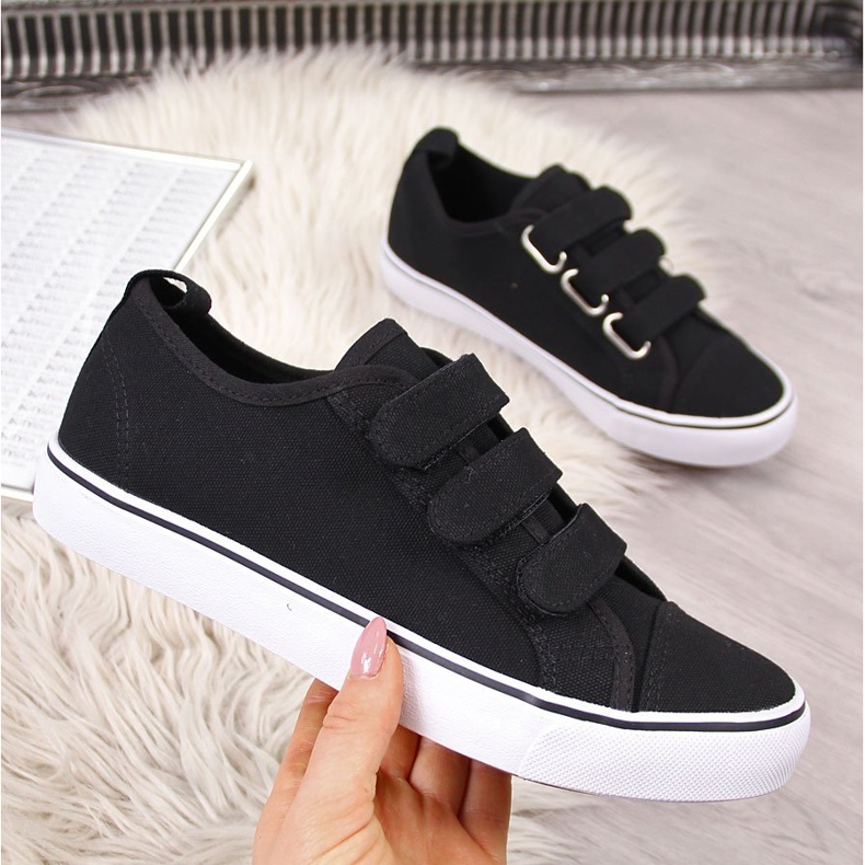 Trampki niskie tekstylne na rzepy czarne Atletico 2