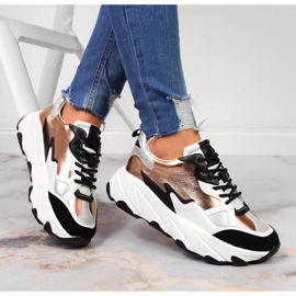 Sneakersy damskie na platformie biało złote Potocki białe złoty 1
