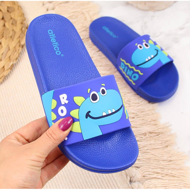 Klapki chłopięce basenowe niebieskie Atletico 1