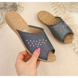 Kapcie damskie domowe open toe szare Befado 1