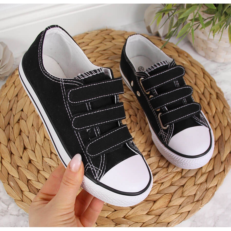 Trampki niskie tenisówki na rzepy dziecięce czarne Atletico 1