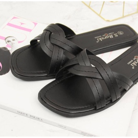 Klapki damskie płaskie czarne S.Barski 2