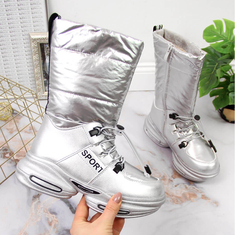 Śniegowce dziecięce na platformie srebrne Tom.m srebrny 1