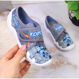 Kapcie chłopięce do przedszkola na rzep szare Befado 1