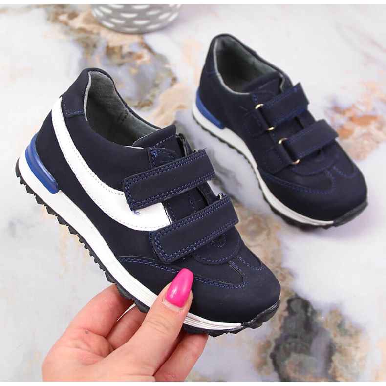 Półbuty chłopięce na rzepy granatowe Kornecki 6122 1