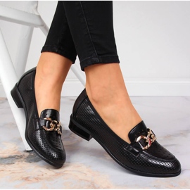 Półbuty ażurowe z łańcuchem czarne Potocki 1