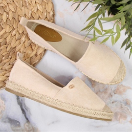Espadryle damskie slip on beżowe eVento beżowy 2