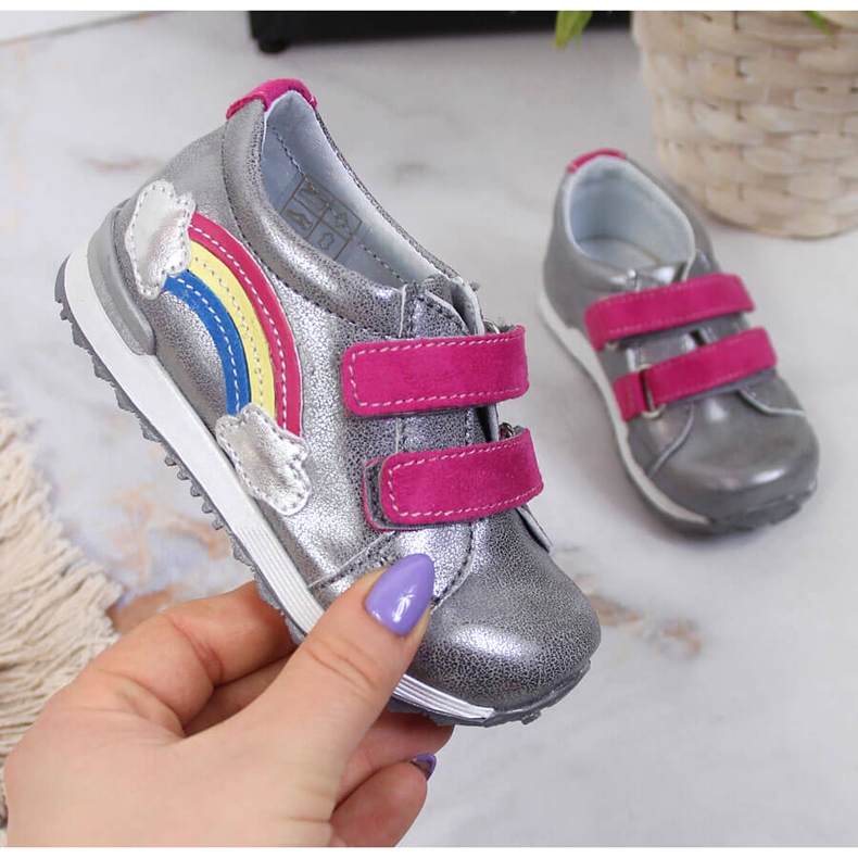 Półbuty dziewczęce na rzepy srebrne Kornecki 6775 srebrny 1