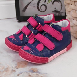 Trzewiki dziewczęce na rzepy granatowe Kornecki 6776 2